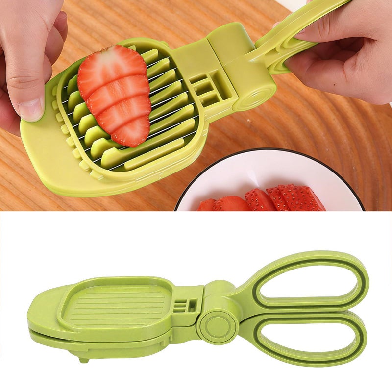 Green Fruit Cutter With Stainless Steel Blades For Grapes Banana Strawberry Kiwi Cucumber - Image 4