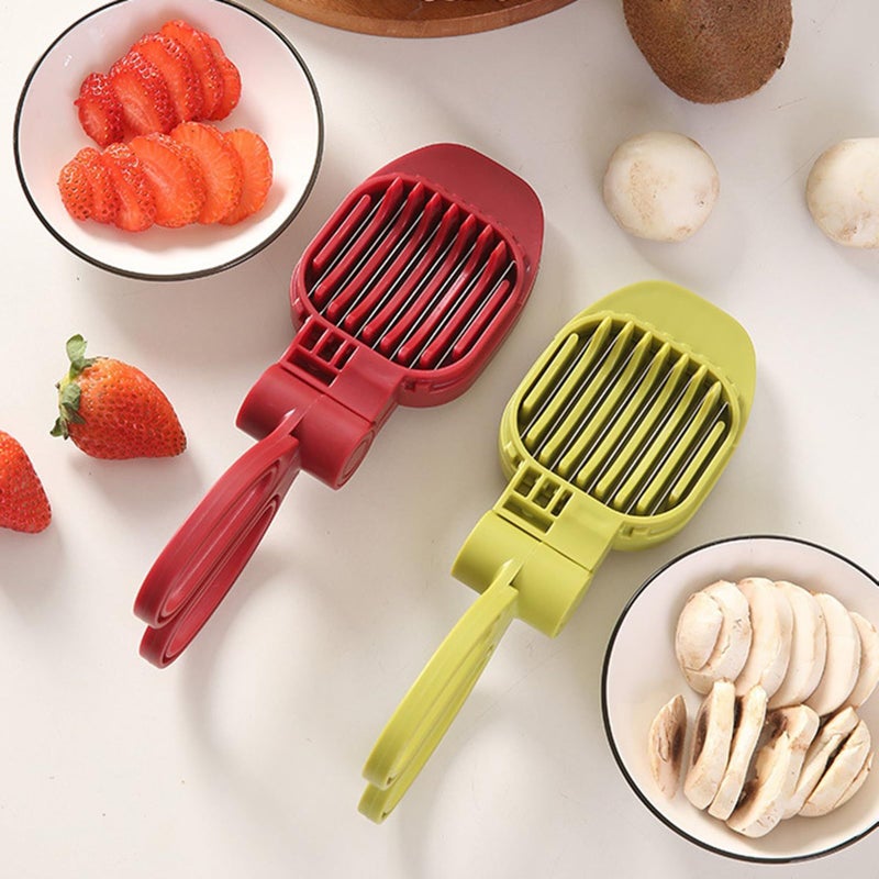 Green Fruit Cutter With Stainless Steel Blades For Grapes Banana Strawberry Kiwi Cucumber - Image 3