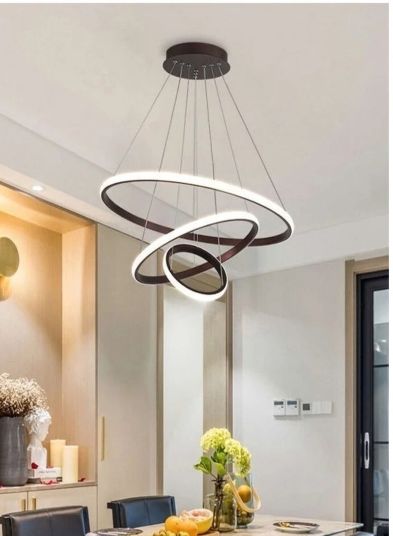 MODERN PENDANT LAMPS LED RINGS CIRCLE CEILING HANGING DECORATION CHANDELIERS - Image 3