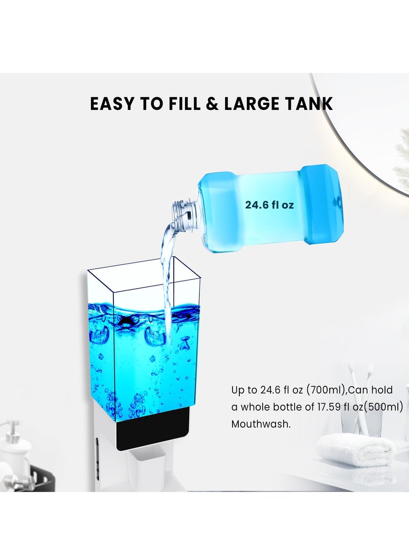SYOSI - Automatic Mouthwash Dispenser with 2 Cups, 700ml Capacity, Electric Dispenser with 10/20/30ml Settings, Dual Magnetic Cups for Kids and Adults, Ideal for Bathroom - Image 1