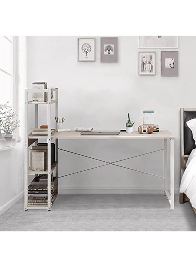 SKY-TOUCH Computer Desk With Shelves 120X48Cm Writing Desk With Storage Bookshelf Reversible Study Table Office Corner Desk With Shelves Home Office Desk With Bookshelf Easy Assemble - Image 2