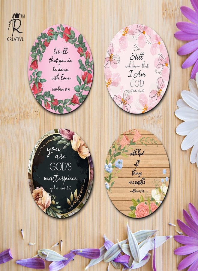AR Creative Let All That You - Bible Verse Fridge Magnet for Home Decoration, Bible Quotes MDF Wooden Fridge Magnet, Bible Verse, Home, Office Decor (3.5 inch x 3.5 inch) Set of 4 - Image 2