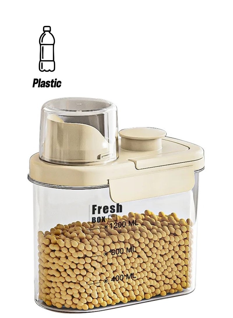 AROAQ Sealed Storage Tank, Lightweight And Portable Rice Cereal Container, Moisture Proof Food Storage Dispenser For Storing Rice, Soybeans And Other Items, (1pc, Beige Small Size)  - Image 1