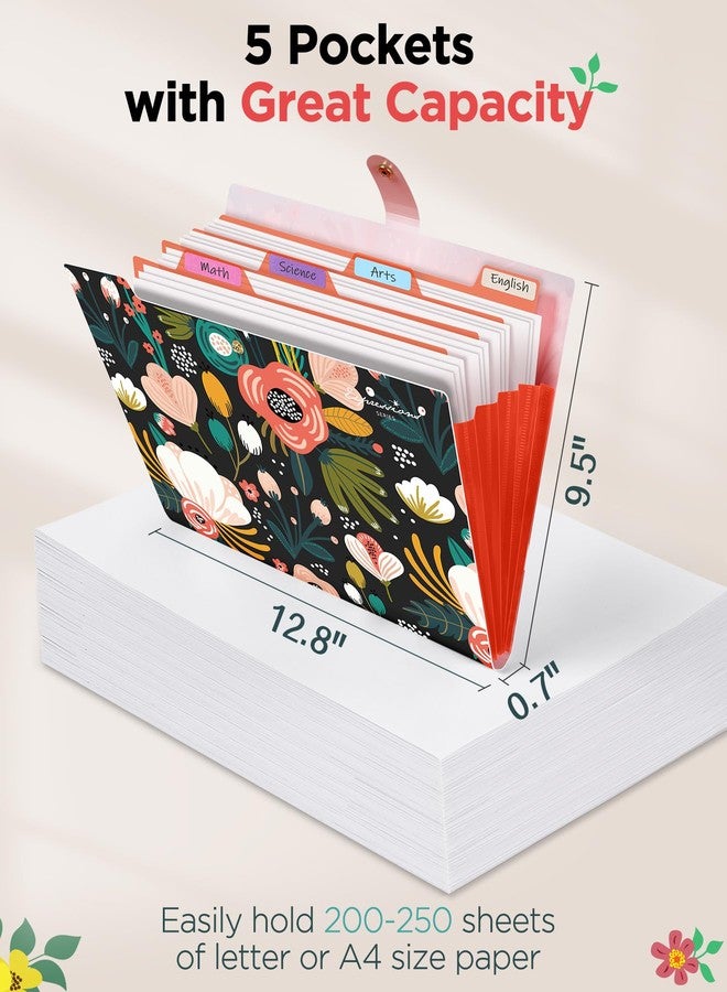 Sooez Expanding File Folders Organizer, Folders with 5 Pockets, Folders for Documents w/Sticker, Accordion File Organizer, Paper Receipt Bill Filing Organizer, School Office Travel Essentials Supplies - Image 3