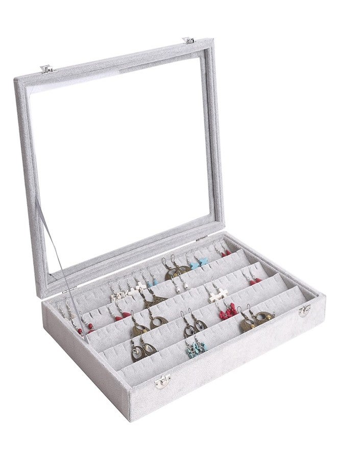 AUTOARK Ice Velvet Clear Lid 55 Pairs Earring Tray Showcase Display Organizer,AJ-024 - Image 3