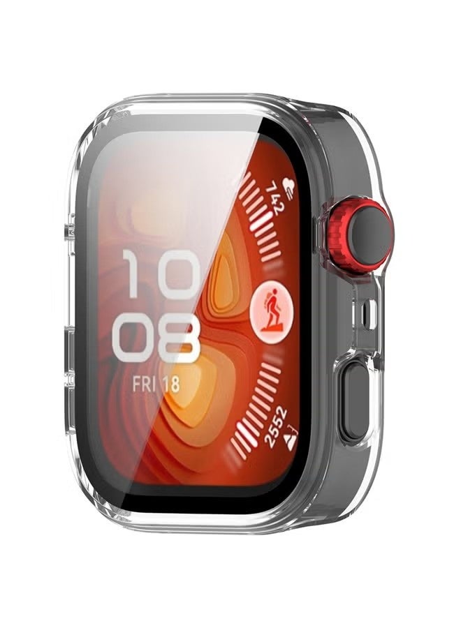 جراب Huawei Watch Fit 4 الصلب المصنوع من مادة البولي كربونات مع واقيات شاشة من الزجاج المقوى وغطاء حماية كامل - Image 3