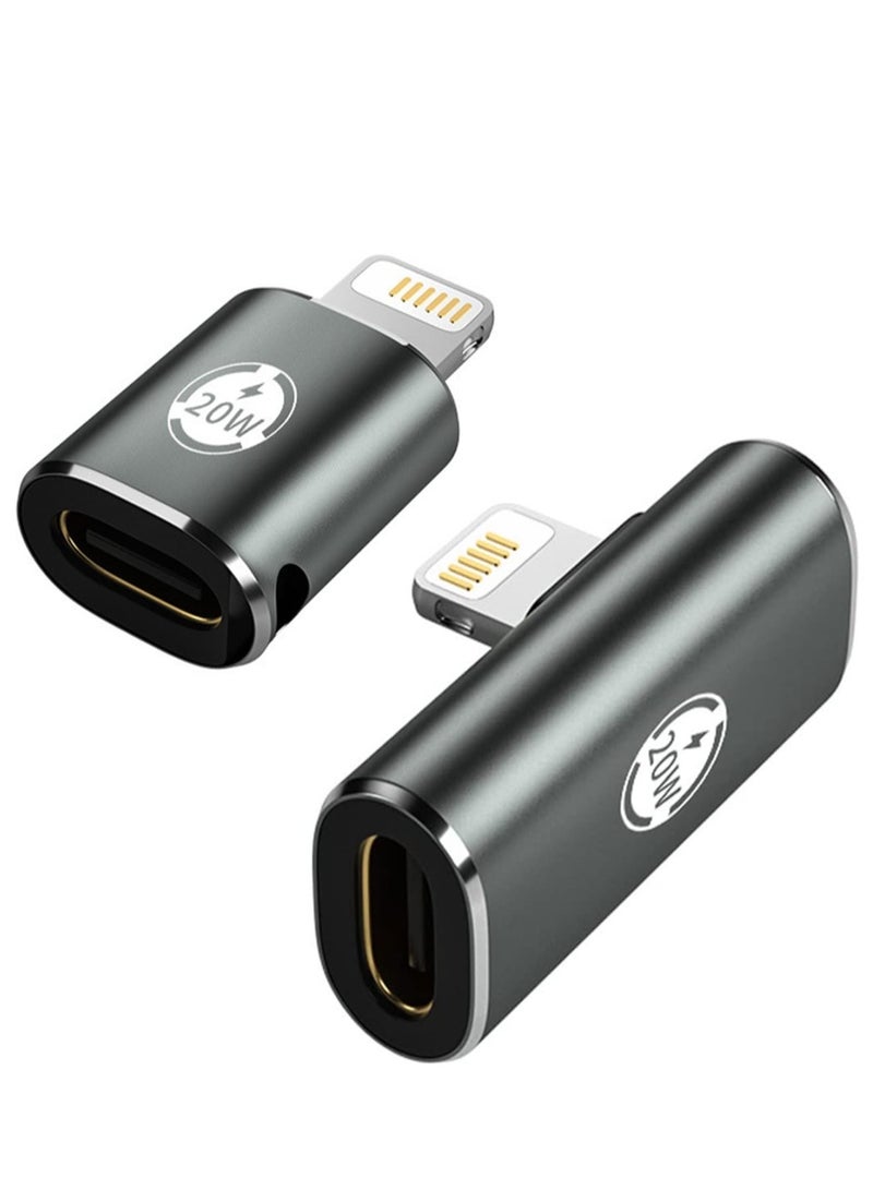 Zikra 2 PCS Type C Female to Lighting Male, 90 Degree Adapter for iPhone iPad, USB C to iPhone Elbow Angle Adapter Converter, Type C Female to Lighting Male Adapter USB C to Phone Adapter Converter - Image 1