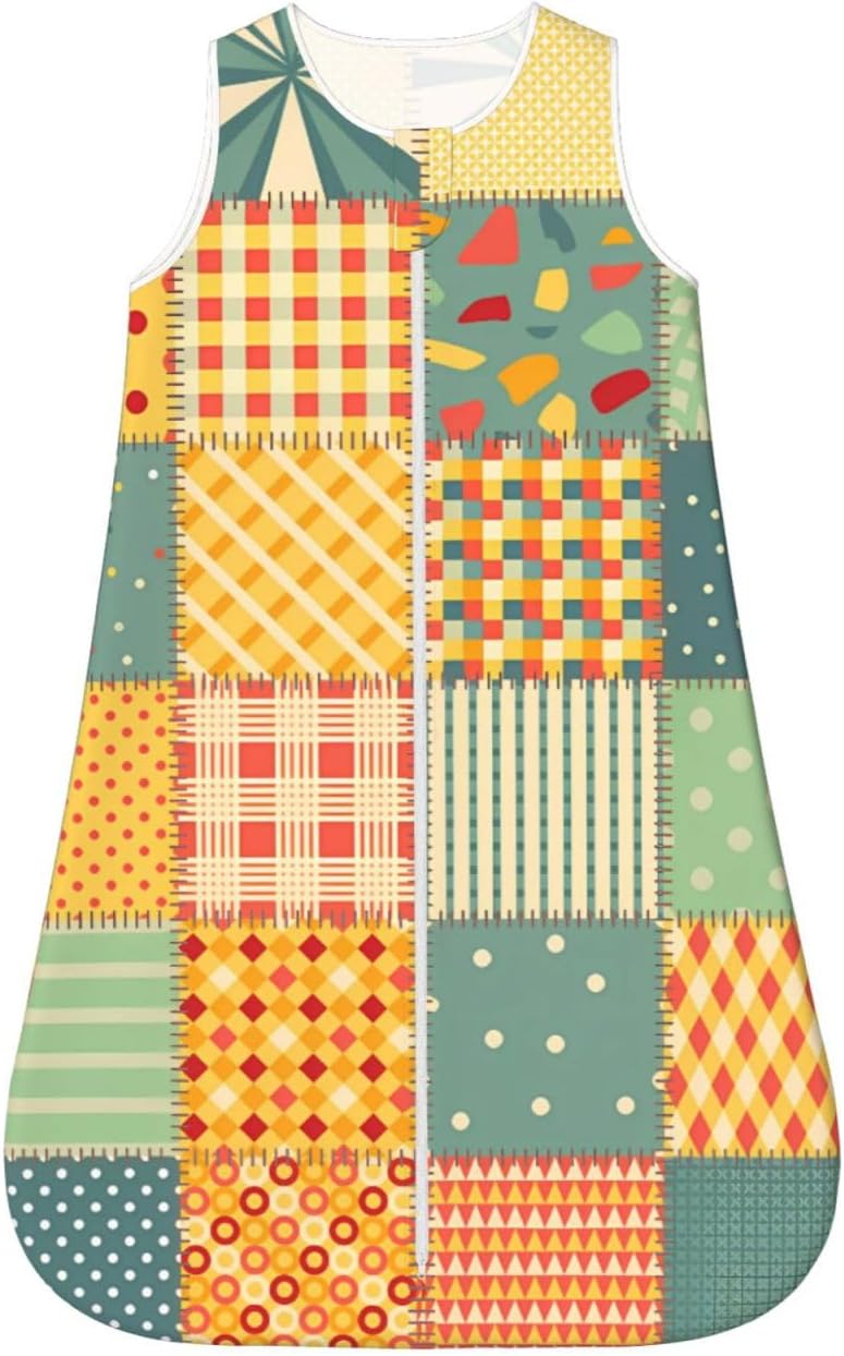 Colorful Patchwork Abstract Seamless Baby Wearable Blanket Infant Boys Girls Sleeping Bags for Newborn Small - Image 1