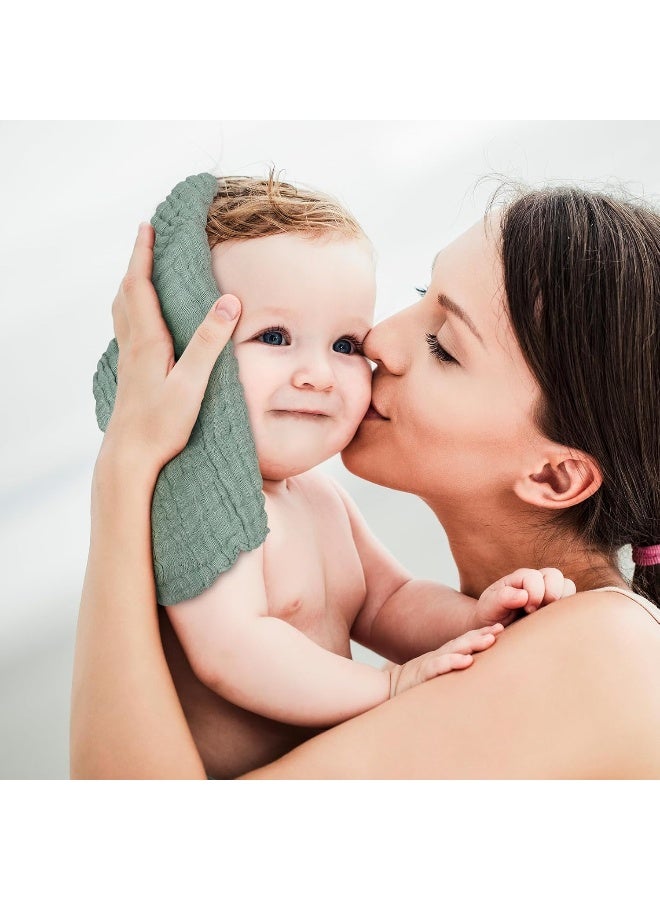 Looxii Muslin Baby Washcloths 6 Pack, 100% Cotton, 12x12 inches Large Soft Absorbent Face Towels for Newborns Gradient Green - Image 4