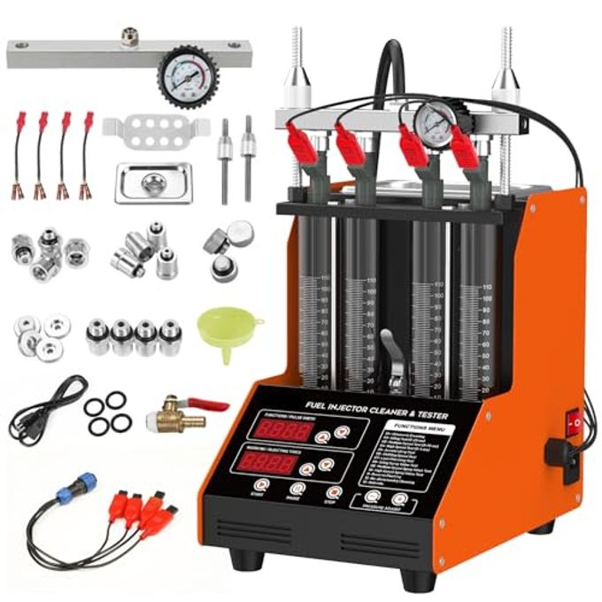 YUANRI Fuel Injector Cleaner Machine, 4 Cylinder 9 Test Modes Auto Fuel Injector Tester And Cleaner Kit, Ultrasonic Cleaning Kit For 5V To 12V Motorcycle Car Injectors - Image 4