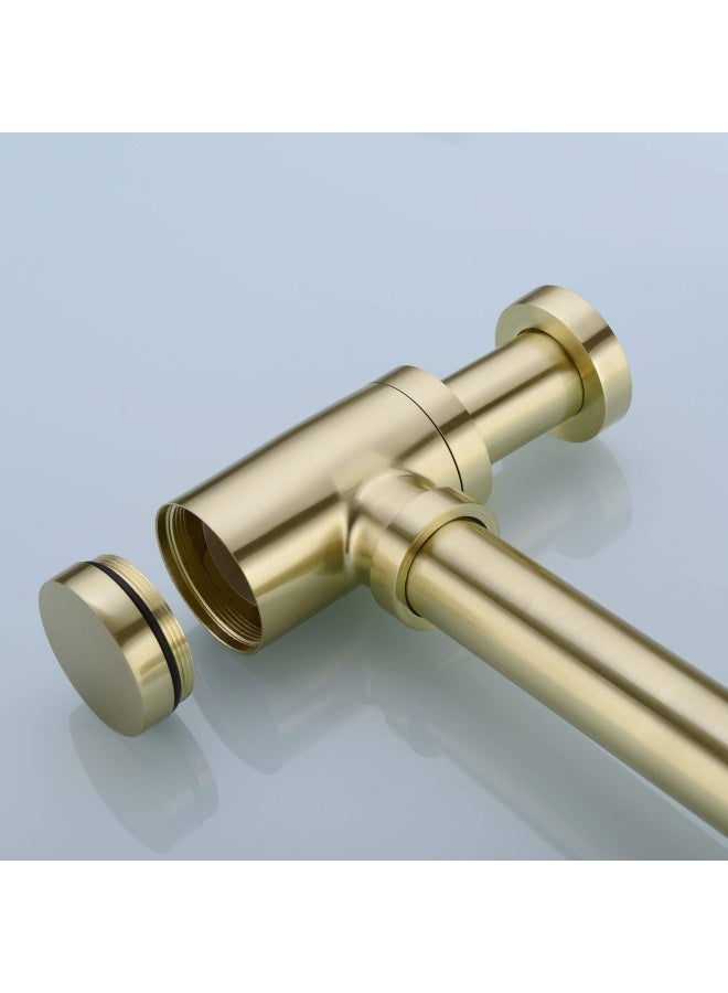 Orhemus  Brass Round Bottle P Trap Basin Sink Waste Trap Drain Tube Kit Adjustable Height Brushed Gold Finished - Image 3