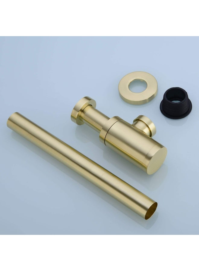 Orhemus  Brass Round Bottle P Trap Basin Sink Waste Trap Drain Tube Kit Adjustable Height Brushed Gold Finished - Image 5