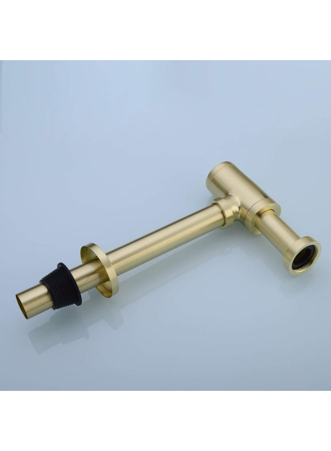 Orhemus  Brass Round Bottle P Trap Basin Sink Waste Trap Drain Tube Kit Adjustable Height Brushed Gold Finished - Image 4