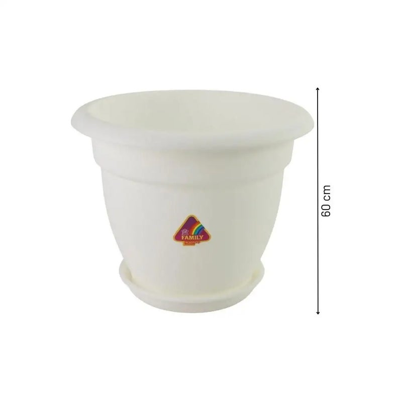 Plastic Plants Big Pot Container Indoor and Outdoor Plant Holder with tray for Balcony, Garden, Home DÃƒÆ’ cor, White, Height- 16 Inch