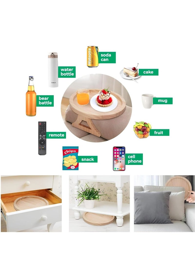 eBasket Bamboo Sofa Arm Tray, High-Quality Wooden Table with Folding Legs. Breakfast Serving Tray for Sofas and Beds. Made of high-quality natural wood. Stackable side table for wide sofas. Foldable sofa arm tray with armrest for food, drinks, and snacks. - Image 1