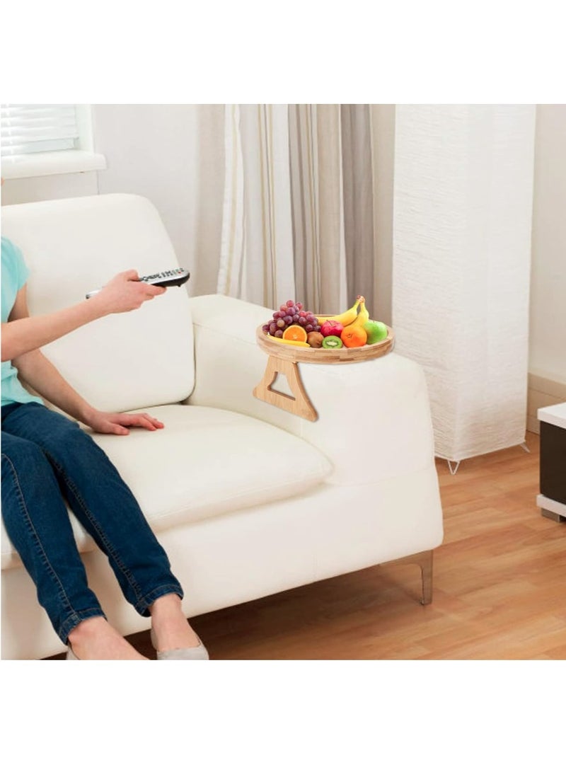 eBasket Bamboo Sofa Arm Tray, High-Quality Wooden Table with Folding Legs. Breakfast Serving Tray for Sofas and Beds. Made of high-quality natural wood. Stackable side table for wide sofas. Foldable sofa arm tray with armrest for food, drinks, and snacks. - Image 2