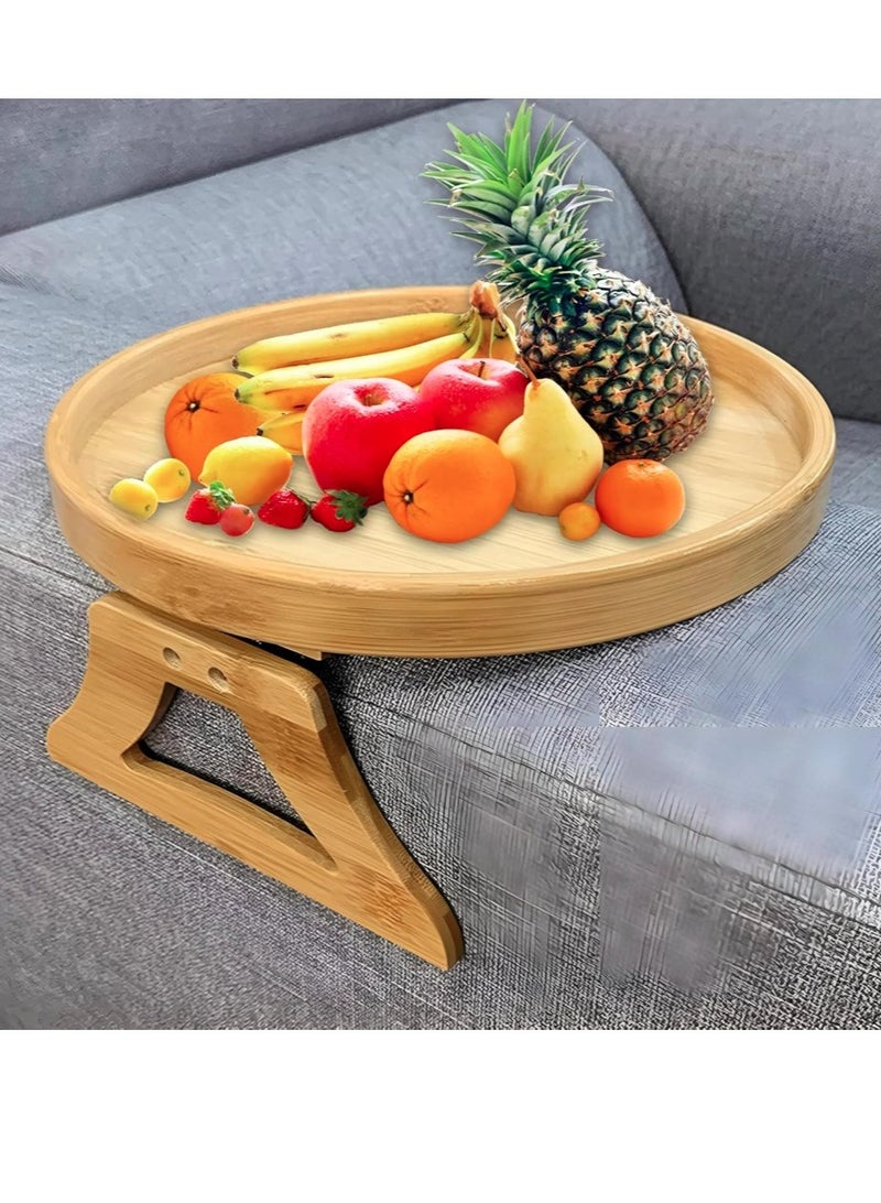 eBasket Bamboo Sofa Arm Tray, High-Quality Wooden Table with Folding Legs. Breakfast Serving Tray for Sofas and Beds. Made of high-quality natural wood. Stackable side table for wide sofas. Foldable sofa arm tray with armrest for food, drinks, and snacks. - Image 3