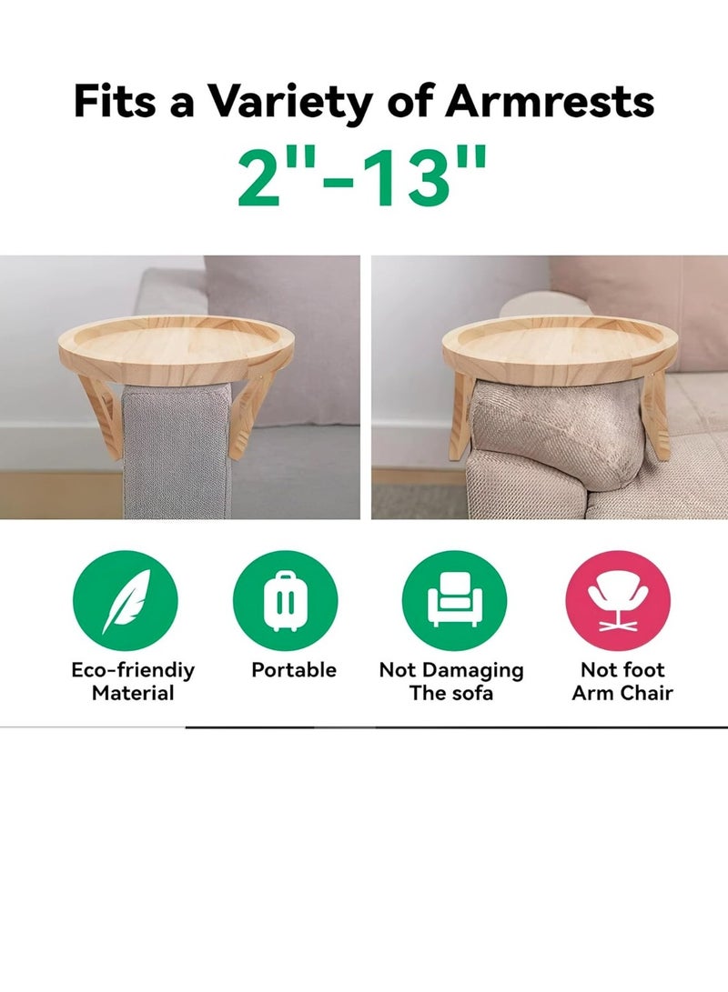 eBasket Bamboo Sofa Arm Tray, High-Quality Wooden Table with Folding Legs. Breakfast Serving Tray for Sofas and Beds. Made of high-quality natural wood. Stackable side table for wide sofas. Foldable sofa arm tray with armrest for food, drinks, and snacks. - Image 4