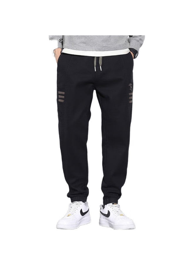 Tucano Casual Pants For Men, Spring And Summer Loose-Fit Joggers, Korean-Style Trendy Cargo Pants For Young Men, Slim-Fit Long Trousers, Black, Size L - Image 2