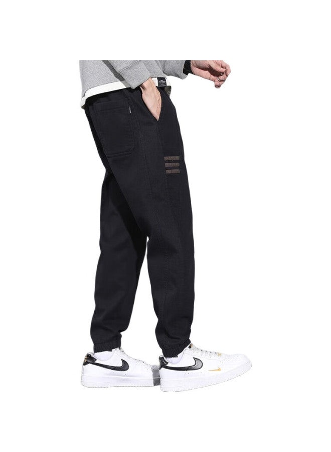 Tucano Casual Pants For Men, Spring And Summer Loose-Fit Joggers, Korean-Style Trendy Cargo Pants For Young Men, Slim-Fit Long Trousers, Black, Size L - Image 3