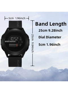 Sports Digital Watch, Black Silicone Strap, Battery Powered, Electronic Movement, Multifunctional with Backlight, Round Case - Unisex Fashion Accessory for Daily Wear And Travel (Black) - pzsku/ZD0F94F49AC14ACE104E5Z/45/_/1735816234/2fb6dd2c-b69f-4221-b54d-5435b18af930