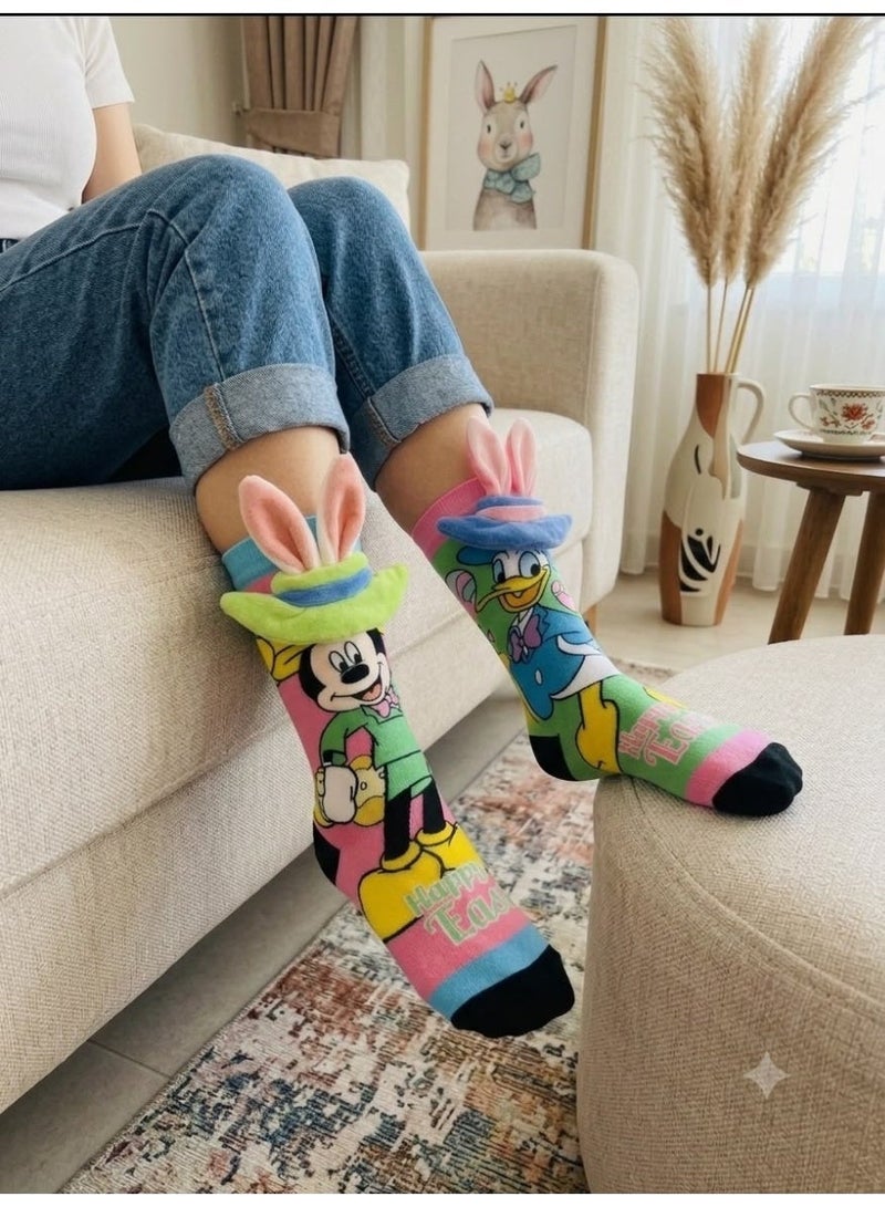 Disney Mickey 3D Mickey Mouse & Daisy Duck Socks – Cute Disney Design - Image 1