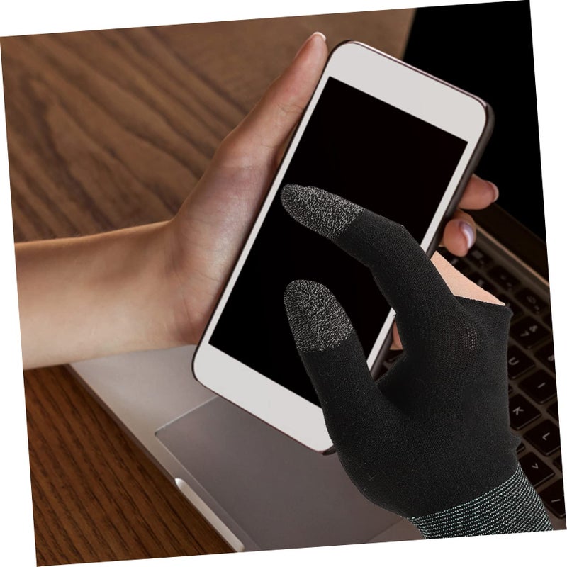 Touchscreen Gaming Gloves 2 Pair Lightweight Carbon Fiber Sweat Proof Black Gray - Image 5