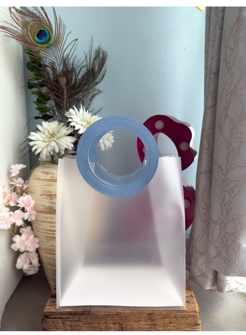Moon Berry Transperant Gift bag with Blue Handle - Sold Per Pc - Image 2