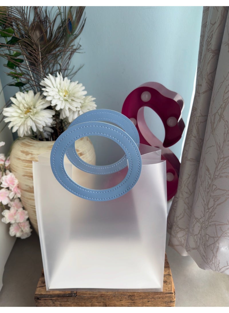 Moon Berry Transperant Gift bag with Blue Handle - Sold Per Pc - Image 1