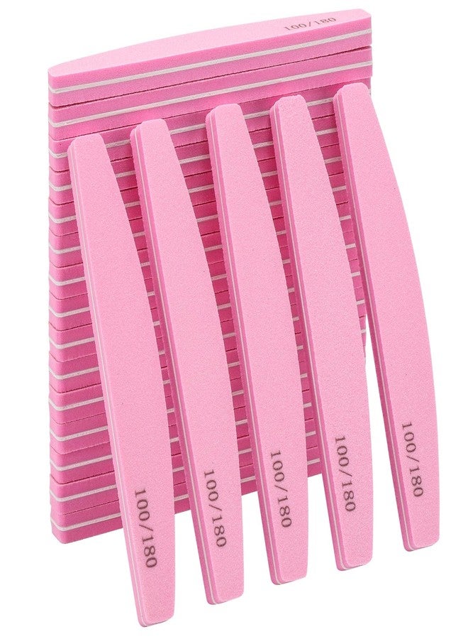 LoveBB 20 Pack Nail Buffers 100/180 Grit Washable Double Sided Nail Sanding Block File for Acrylic Natural Gel Nails, Pink - Image 1