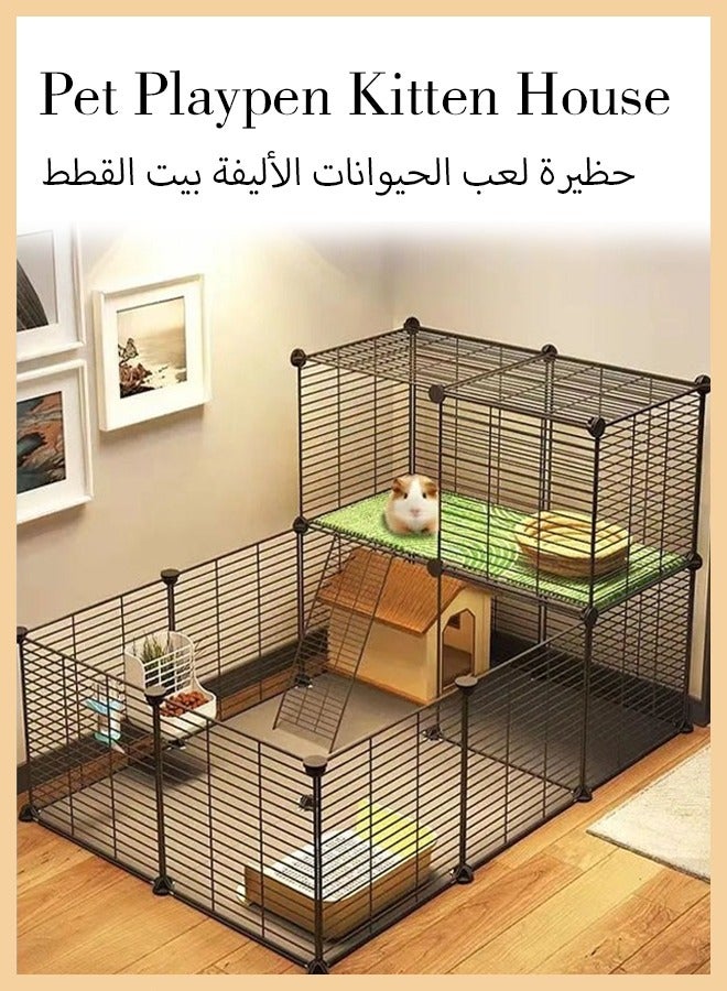 HQ-GAMING DIY Small Animal Playpen Indoor Portable Metal Wire Yard Fence Puppy Dog Cage Fence Small Animal Exercise Pen For Kittens Bunny And Chinchillas - Image 1