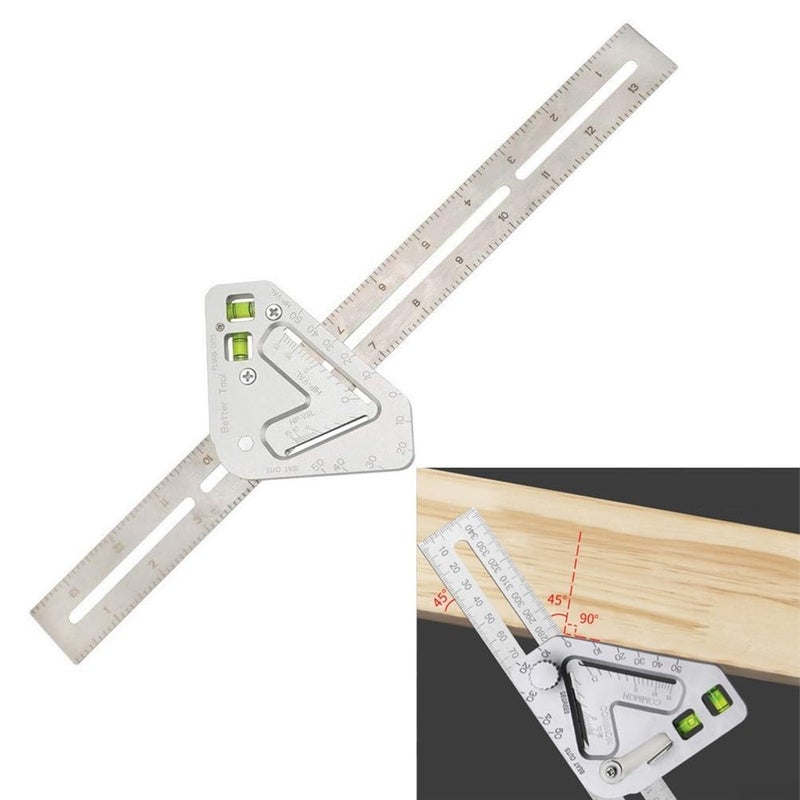 Stainless Steel Multifunctional Woodworking Tool with Level Protractor and Ruler for Carpentry - Image 4