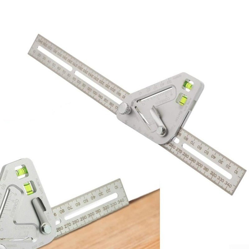 Stainless Steel Multifunctional Woodworking Tool with Level Protractor and Ruler for Carpentry - Image 2