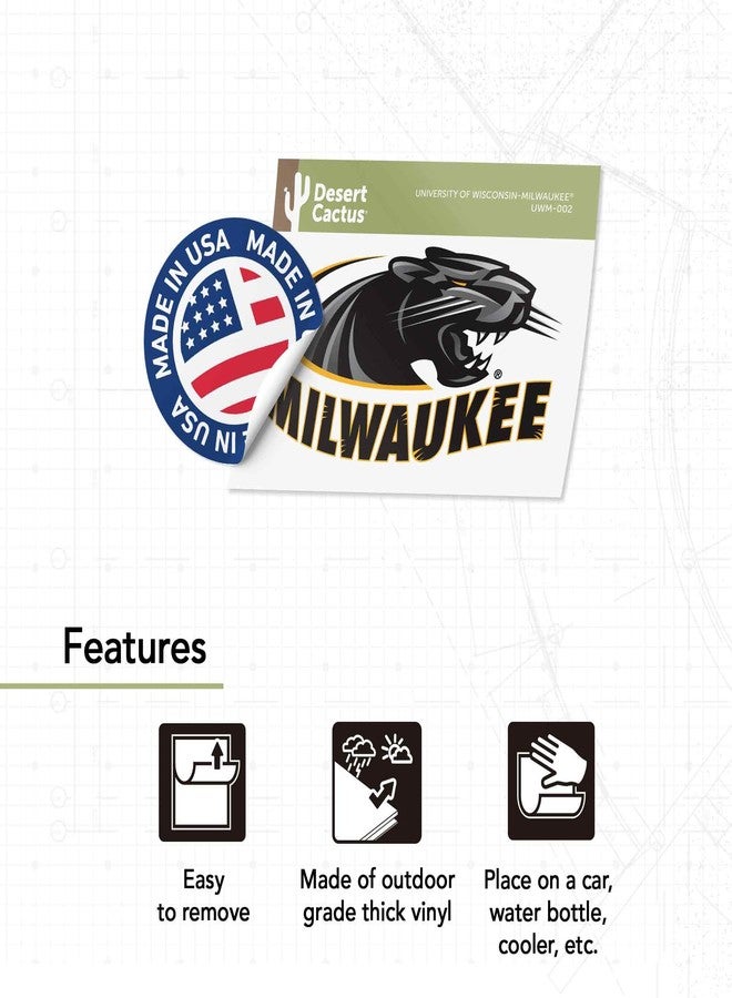 ديزرت كاكتوس ملصق فينيل لشعار جامعة ويسكونسن ميلووكي بانثرز (UWM Panthers) على شكل صبار صحراوي، مناسب لأجهزة الكمبيوتر المحمولة وزجاجات المياه والسيارات ودفاتر القصاصات (IND 002) - Image 4