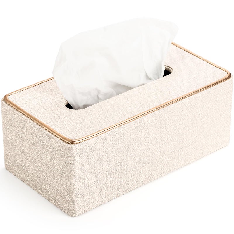 Tosnail Rectangular Leather Tissue Box Cover, 10" x 5.5" x 4.2" Decorative Tissue Box Holder, Tissue Paper Dispenser for Home, Office, Car Decoration - Image 1
