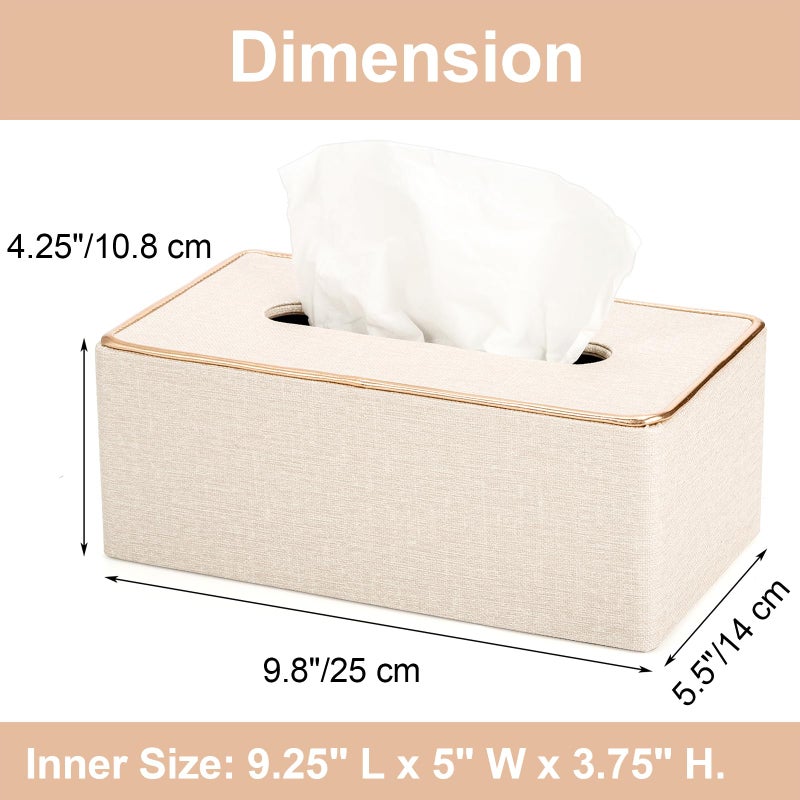 Tosnail Rectangular Leather Tissue Box Cover, 10" x 5.5" x 4.2" Decorative Tissue Box Holder, Tissue Paper Dispenser for Home, Office, Car Decoration - Image 2