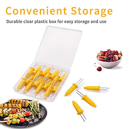 DySaLic Corn Holders Set, 20PCS Stainless Steel Corn Cob Holders, Corn on The Cob Skewers for BBQ, Durable Anti-Scald Corn on the Cob holders with Storage Box for Home Cooking Forks - Image 3
