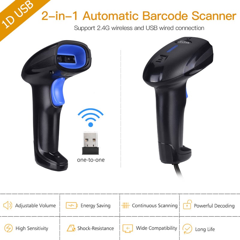 2 In 1 Wireless And USB Wired Barcode Scanner Fast Compact Durable For Warehouse - Image 3