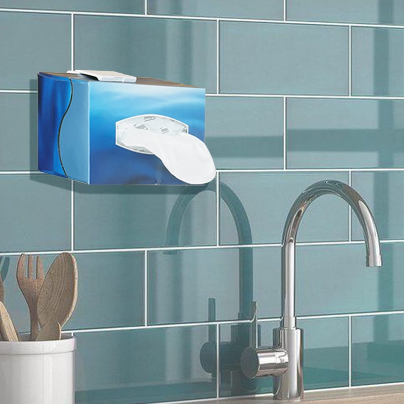 Tissue Box Holder TFY Kitchen Wall Mount Compatible with Facial Tissues and Other Napkin Paper Boxes White