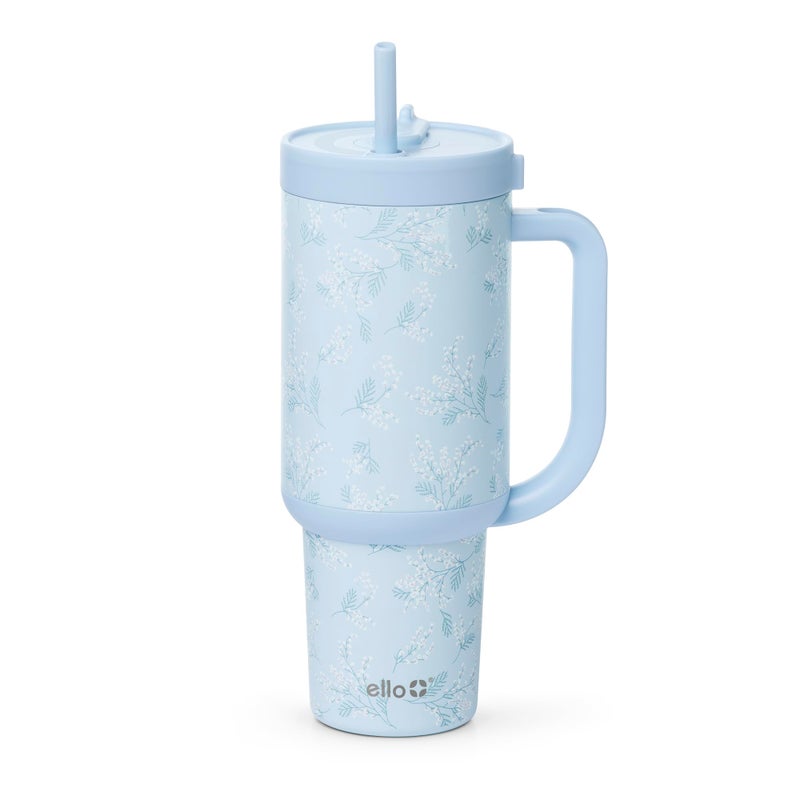 Ello Oasis 40 oz Tumbler with Handle & Retracting Straw | Reusable Insulated Stainless Steel Cup 100% Leakproof, Gifts for Teens Women Men | Keeps cold for 24 Hours, Cup Holder Friendly, Sweet Alyssum - Image 1