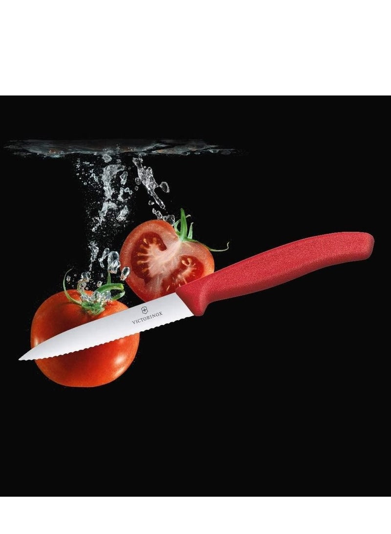 Victorinox Victorinox Swiss Classic Paring 4" Serrated Spear Point Blade 5/8" Width at Handle Red  - Image 3
