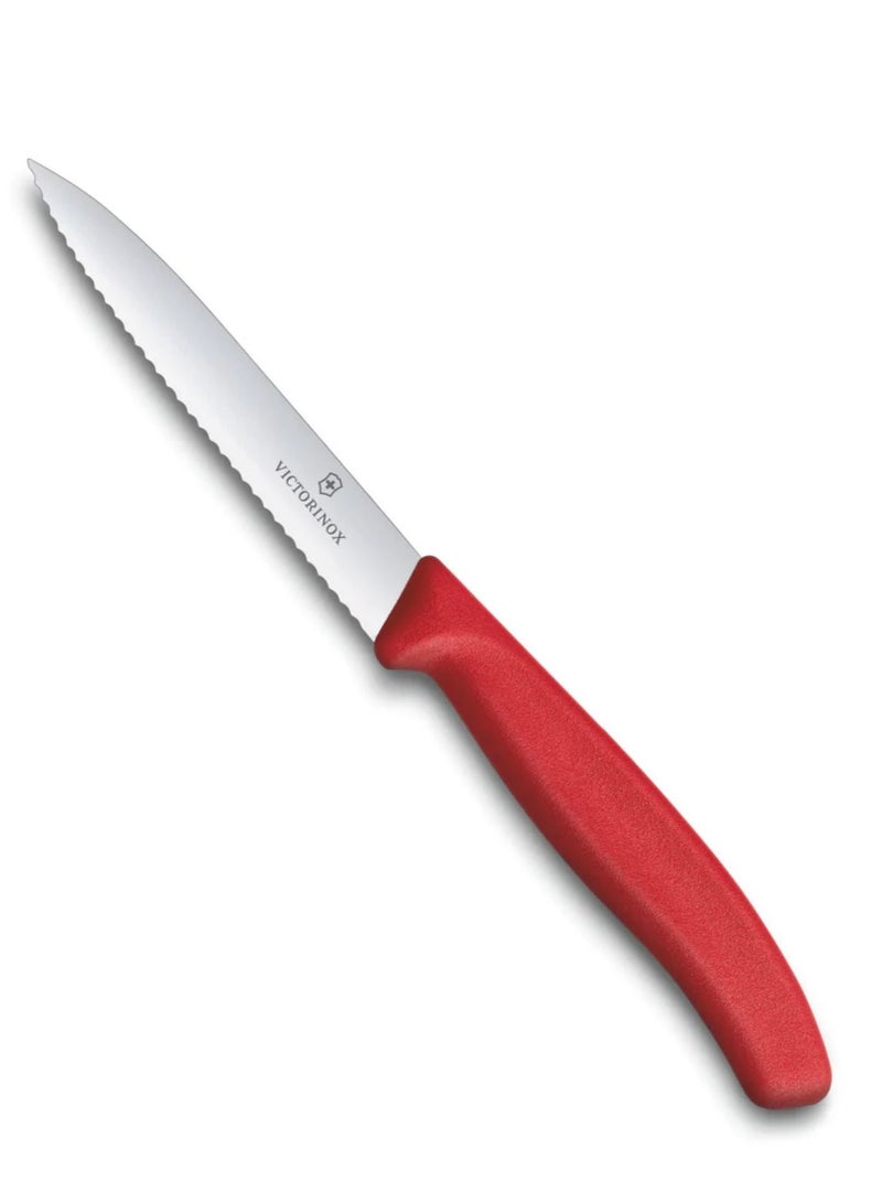 Victorinox Victorinox Swiss Classic Paring 4" Serrated Spear Point Blade 5/8" Width at Handle Red  - Image 1