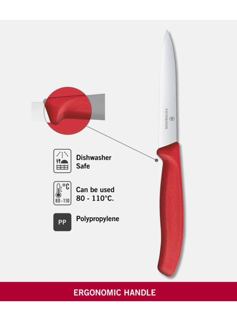 Victorinox Victorinox Swiss Classic Paring 4" Serrated Spear Point Blade 5/8" Width at Handle Red  - Image 5