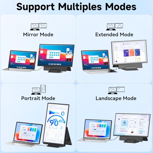 KEFEYA Portable Monitor 24" 100Hz for Work Home Office Game, 1080P FHD IPS Laptop Screen Extender with Rotating Stand & VESA, Laptop Monitor Extender USB-C HDMI Plug-Play for Mac Windows PS Switch Xbox Phone - Image 5