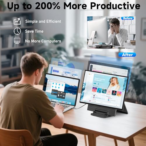 KEFEYA Portable Monitor 24" 100Hz for Work Home Office Game, 1080P FHD IPS Laptop Screen Extender with Rotating Stand & VESA, Laptop Monitor Extender USB-C HDMI Plug-Play for Mac Windows PS Switch Xbox Phone - Image 3