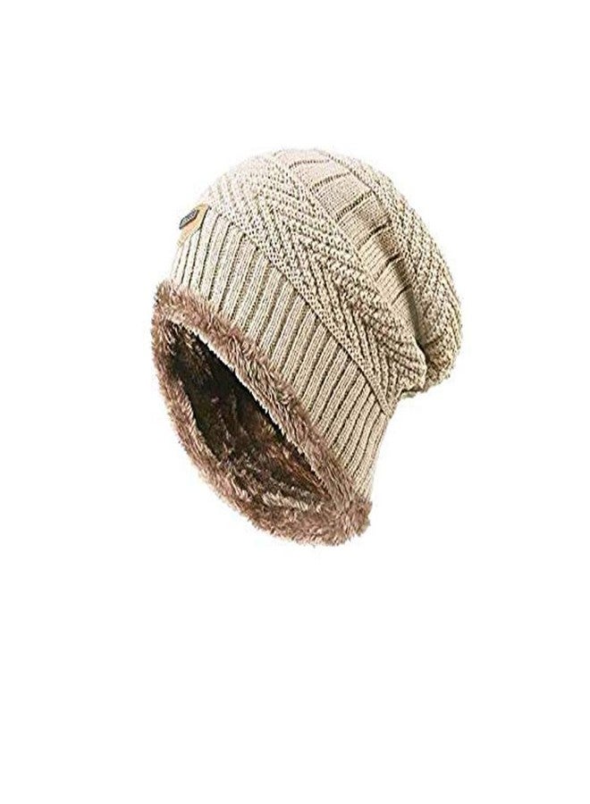 Malvina Woolen Cap, Knitted Skull Cap for Men & Women (Fawn) - Image 1