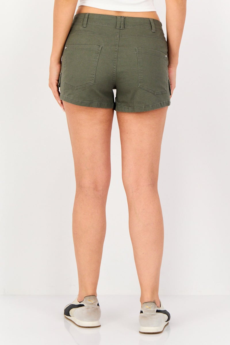 FOREVER 21 Women Plain Basic Shorts, Dark Olive - Image 4