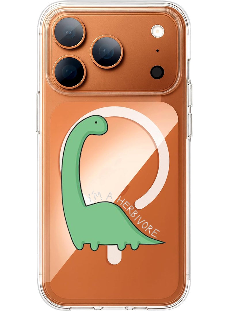 Theodor Magnetic Case for Apple iPhone 17 Pro Max Compatible with MagSafe Wireless Charging, Shockproof Phone Bumper Cover - Dino love - Image 1
