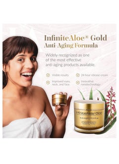InfiniteAloe InfiniteAloe Gold Anti-Aging Face, Eye and Neck Cream made with Organic Aloe Vera as First Ingredient and Packed with High Power Anti-Aging Ingredients For Fine Lines, Wrinkles and Age Spots. Packaging Design May Vary. (1) 6.7oz  - Image 3