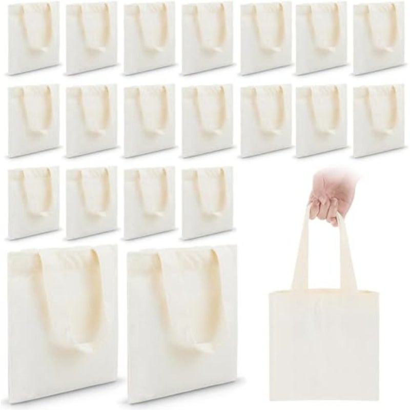 25 Pcs Multi Purpose Canvas Tote Bags, Natral Color Recycled Cotton Tote Bags, Lightweight Blank Bulk Cloth Bag, Reusable Grocery Super Strong Great for Shopping Bags DIY Gift Bags - Image 1